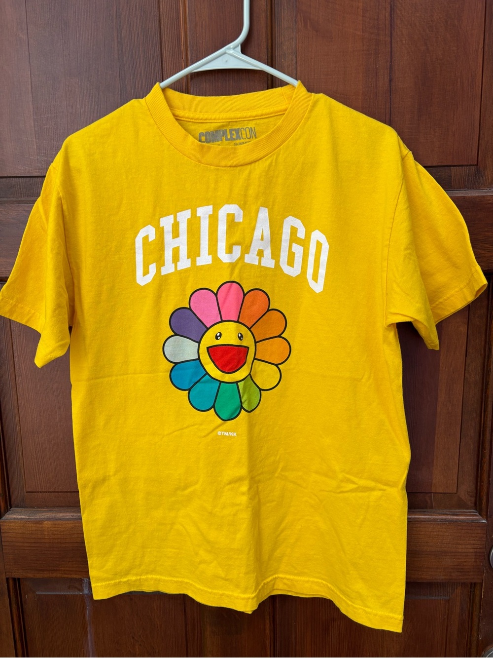 2017 Chicago Complexcon Yellow Murakami Rainbow Flower Logo Tee Medium